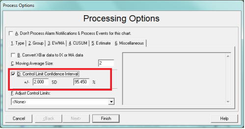 Sigma limits highlighted in red 