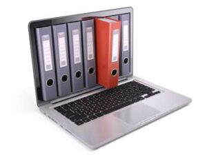 Laptop with record keeping storage boxes