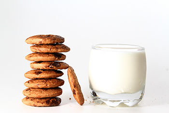 stacked cookies with milk 