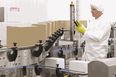 Operator looking at products on the laboratory 